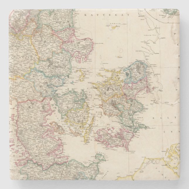 Denmark with inset map of Iceland Stone Coaster (Front)