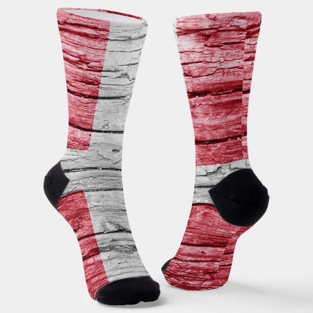 Denmark wooden flag socks (Angled)