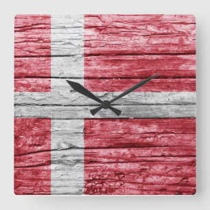 Denmark wooden flag square wall clock