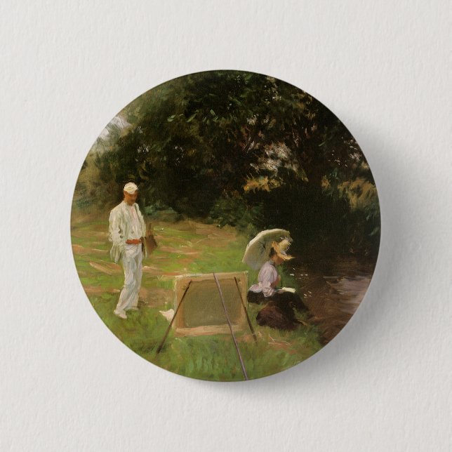 Dennis Miller Bunker Painting at Calcot by Sargent 6 Cm Round Badge (Front)