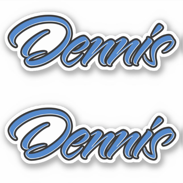 Dennis Name blue stickers sticker set (Front)