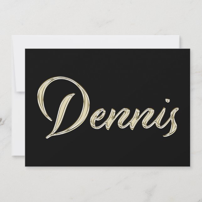 Dennis Name white gold Handwriting Card (Front)