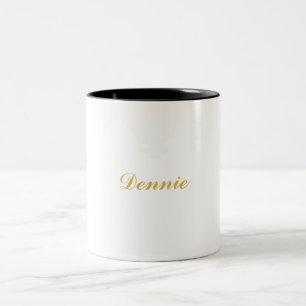 Dennis Typography Gold Script Personalised Gift Two-Tone Coffee Mug