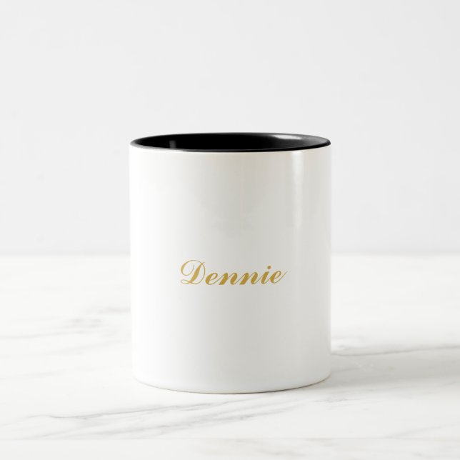 Dennis Typography Gold Script Personalised Gift Two-Tone Coffee Mug (Center)