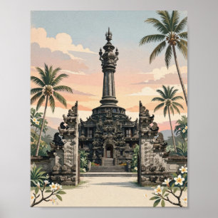 Denpasar Bali Vintage Minimalist Wall Art