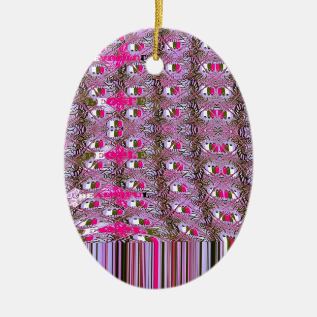 Dense and Intricate Abstract Pattern Art Print Ceramic Tree Decoration (Front)