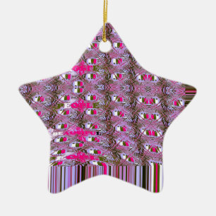 Dense and Intricate Abstract Pattern Art Print Ceramic Tree Decoration