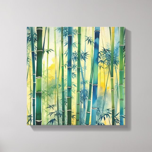 Dense Bamboo Forest at Sunset Canvas Print (Front)