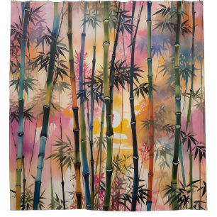Dense Bamboo Forest at Sunset Shower Curtain