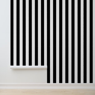 Dense black and white vertical stripes wallpaper