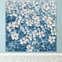 Dense Blue Floral Abstract Wall Art