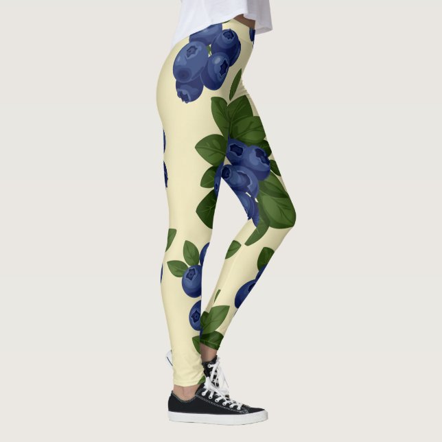 Dense Blueberry Seamless Pattern  Leggings (Right)