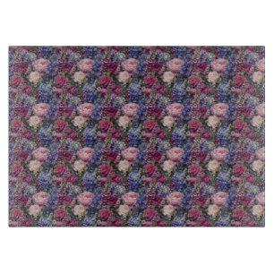 Dense English Garden Floral Arrangement Cutting Board