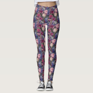 Dense English Garden Floral Arrangement Leggings