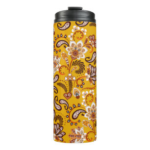 Dense floral ornamental hand draw fantasy flowers thermal tumbler