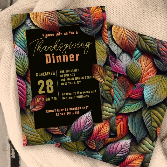 Dense Overlapping Autumn Fall Leaves Thanksgiving Invitation (Creator Uploaded)
