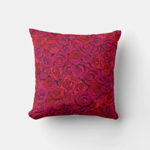 Dense Scarlet Red Roses Love Theme Valentine's Day Cushion
