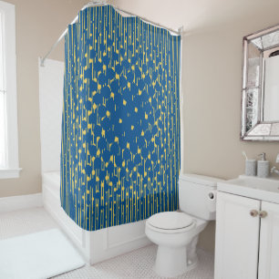 Density in Lapis Blue and Primrose Yellow Shower Curtain