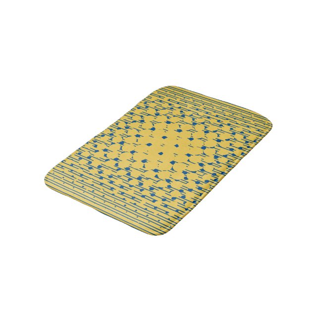 Density in Primrose Yellow & Lapis Blue Bath Mat (Angled)