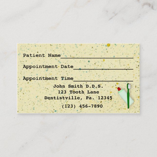 Dental Appointment Business Card (Front)