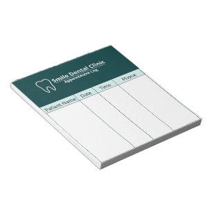 Dental Appointment Log Sheet for Clinics Notepad