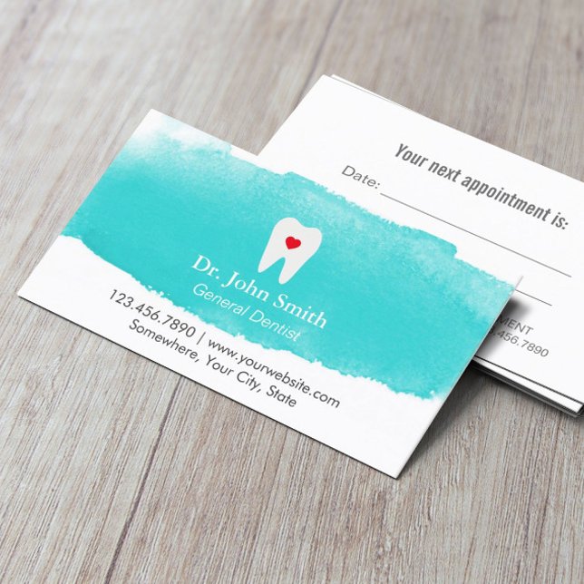 Dental Appointment Tooth Heart Watercolor Dentist (Creator Uploaded)