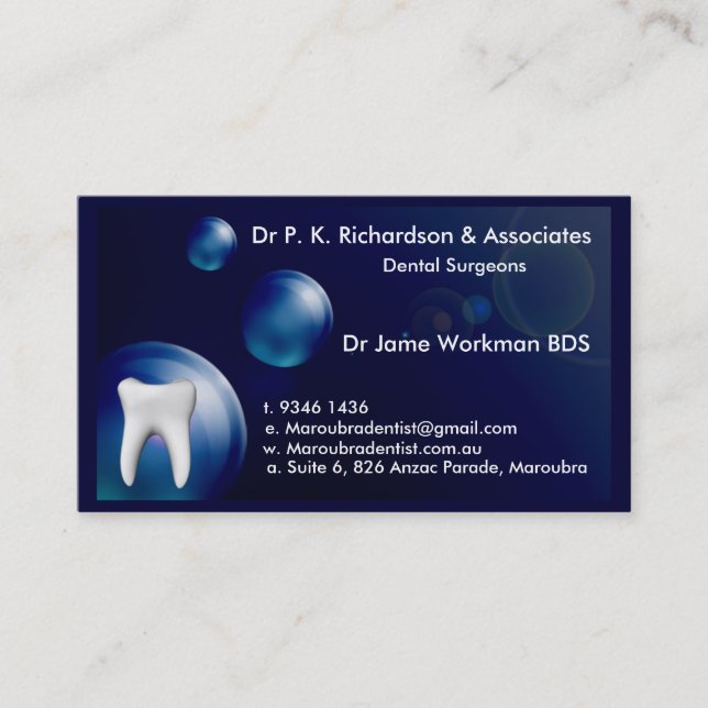 Dental Art Blue Bubble Design Card (Front)