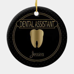Dental 🦷 Assistant - Black and Gold Ceramic Tree Decoration