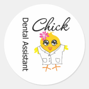 Dental Assistant Chick Classic Round Sticker
