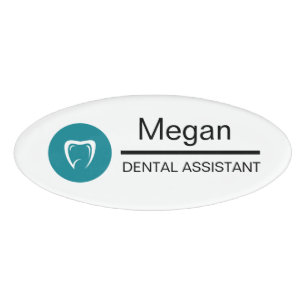 Dental Assistant Custom Tooth Logo Name Tag