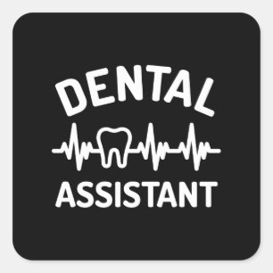 Dental assistant, ekg, heartbeat square sticker