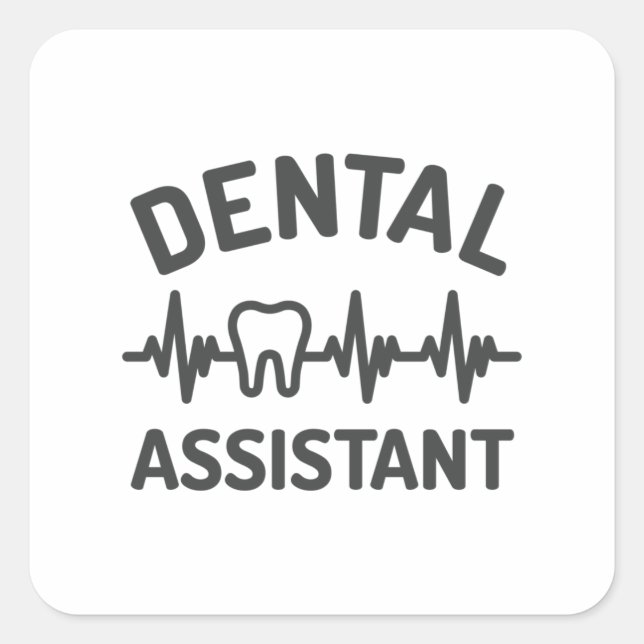 Dental assistant, ekg, heartbeat square sticker (Front)