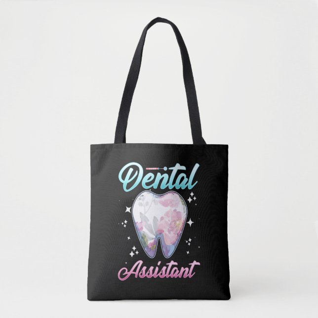 Dental Assistant Floral Tooth Dentist profession Tote Bag (Front)