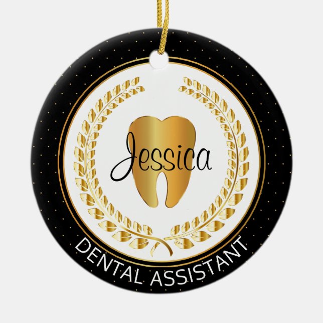 Dental 🦷 Assistant, Hygienist, Student Ceramic Tree Decoration (Front)