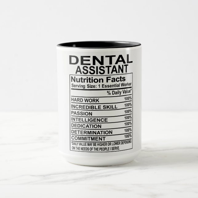 Dental Assistant Nutrition Facts Mug (Center)