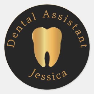 Dental Assistant with Name  Classic Round Sticker