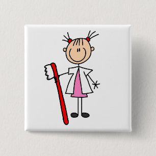Dental Assistant With Toothbrush 15 Cm Square Badge