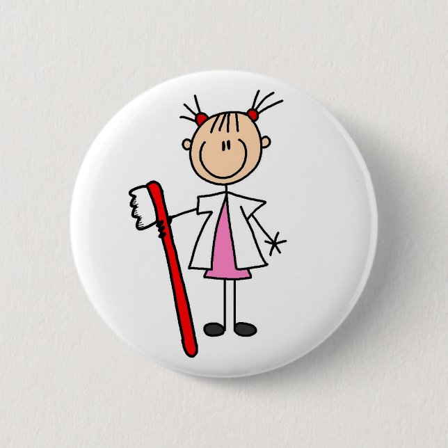 Dental Assistant With Toothbrush 6 Cm Round Badge (Front)
