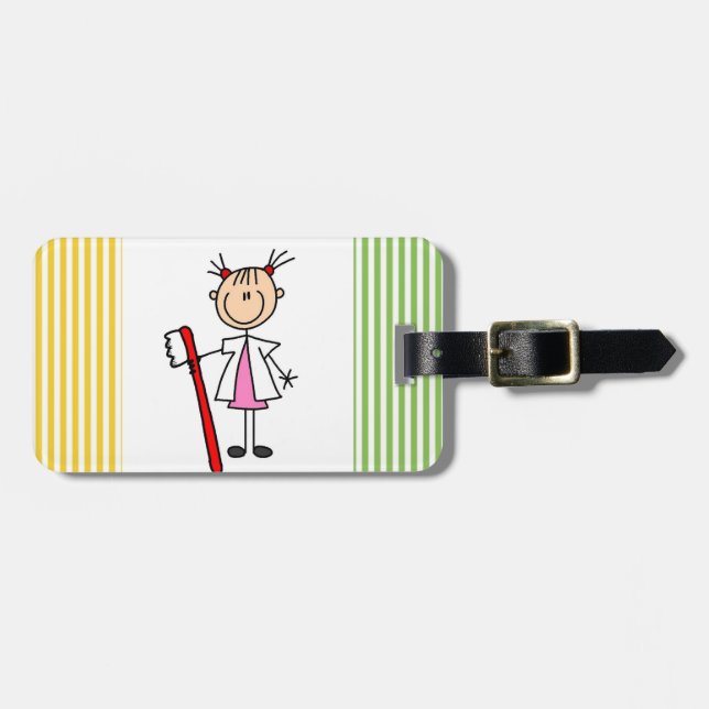 Dental Assistant With Toothbrush Luggage Tag (Front Horizontal)