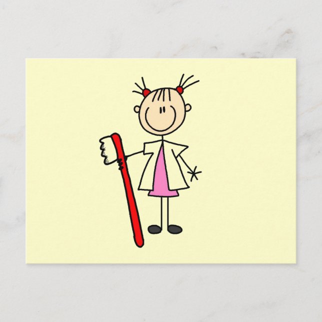 Dental Assistant With Toothbrush Postcard (Front)