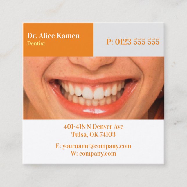 Dental | Beautiful smile Square Business Card (Front)