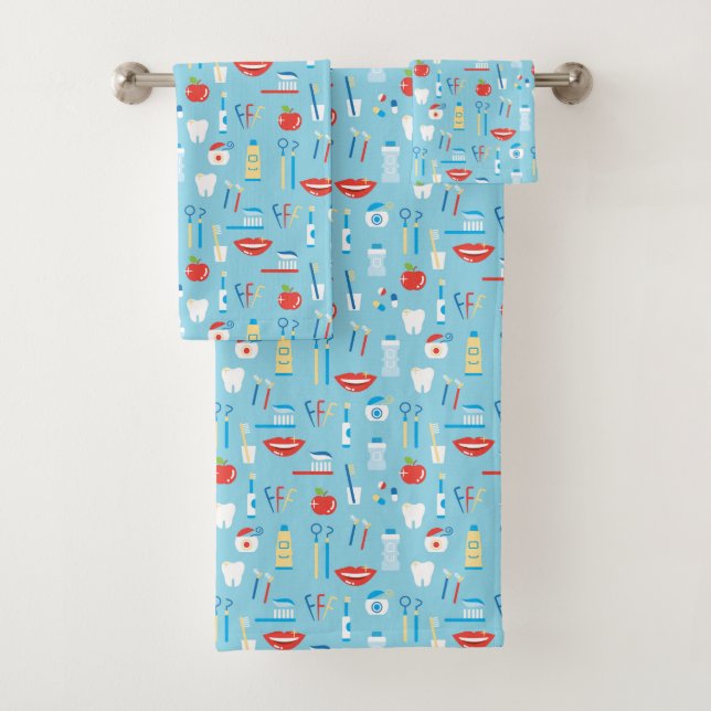 Dental Blue Pattern Bath Towel Set (Insitu)