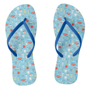 Dental Blue Pattern Flip Flops