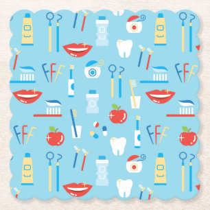Dental Blue Pattern Paper Coaster