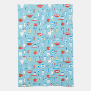 Dental Blue Pattern Tea Towel