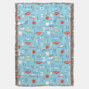 Dental Blue Pattern Throw Blanket