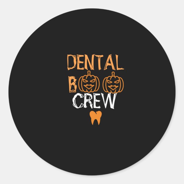 Dental Boo Crew-dentist-halloween-funny Classic Round Sticker (Front)