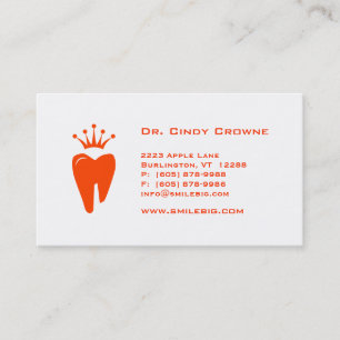Dental Business Card Crown Tooth Logo Orange