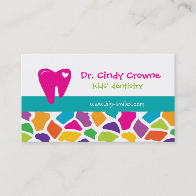 Dental Business Card Cute Giraffe Kids Pink (Front)