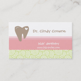 Dental Business Card Cute Heart Tooth Circles PGB